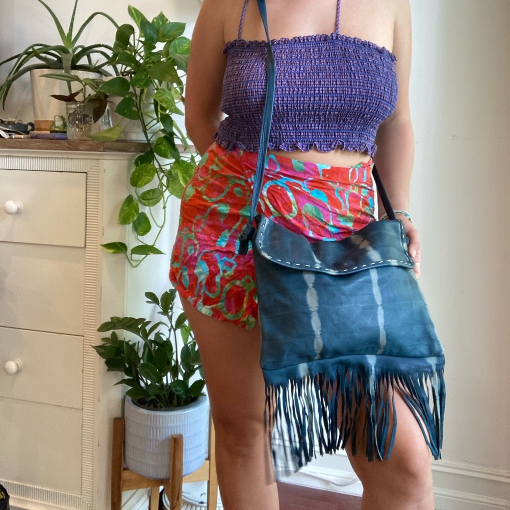 Sammy leather fringe tie dye bag
